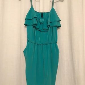 Teal sundress with front bow and pockets!